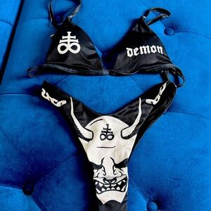 Black and White Demon Bikini Set